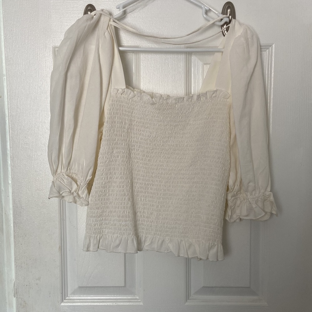 White Ruffle Blouse - Picture 2 of 4